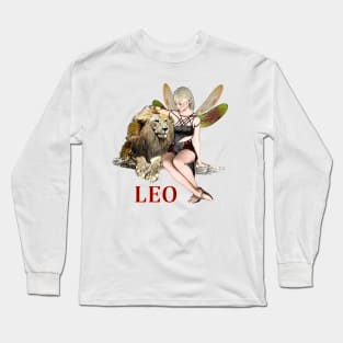 Leo zodiac t-shirt for women with fairy art Long Sleeve T-Shirt